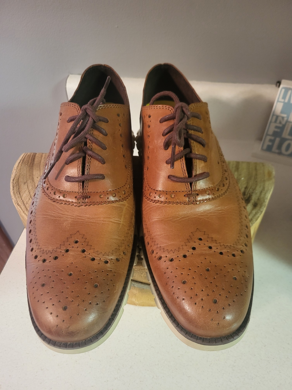 Cole Haan Tan Leather Wingtip Oxfords